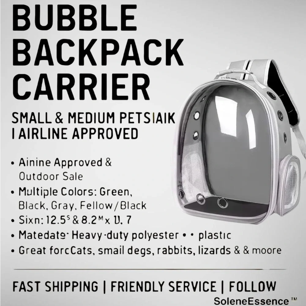 Gray | New! Space Capsule Pet Carrier Backpack – For Small Cats & Dogs